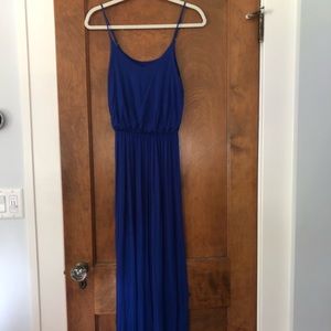 Long colbalt thin strap dress